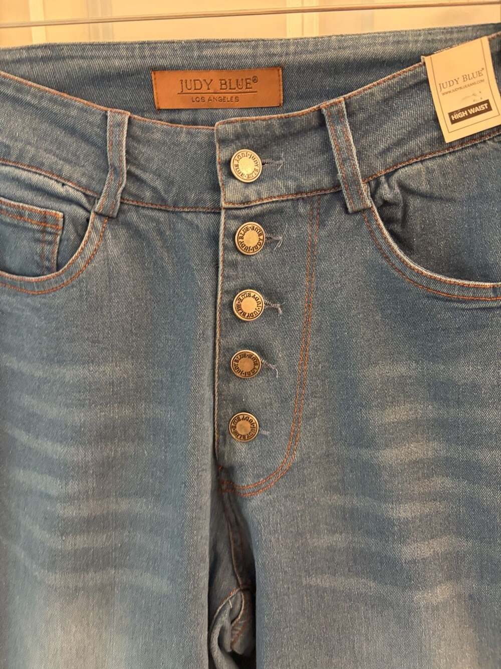 Judy Blue High Waist Straight Leg Jeans Button Fly Blue